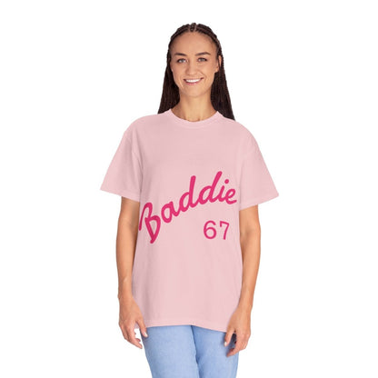 Baddie 67 T-Shirt — Pink Script "Baddie" Front & "Slay" Back - Sole & Drip
