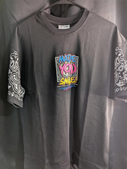 NWT LEFT POINT "Made You Smile" Graffiti Drip T-Shirt Black Neon Large Street - Sole & Drip