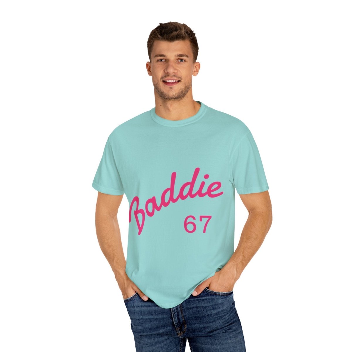 Baddie 67 T-Shirt — Pink Script "Baddie" Front & "Slay" Back - Sole & Drip