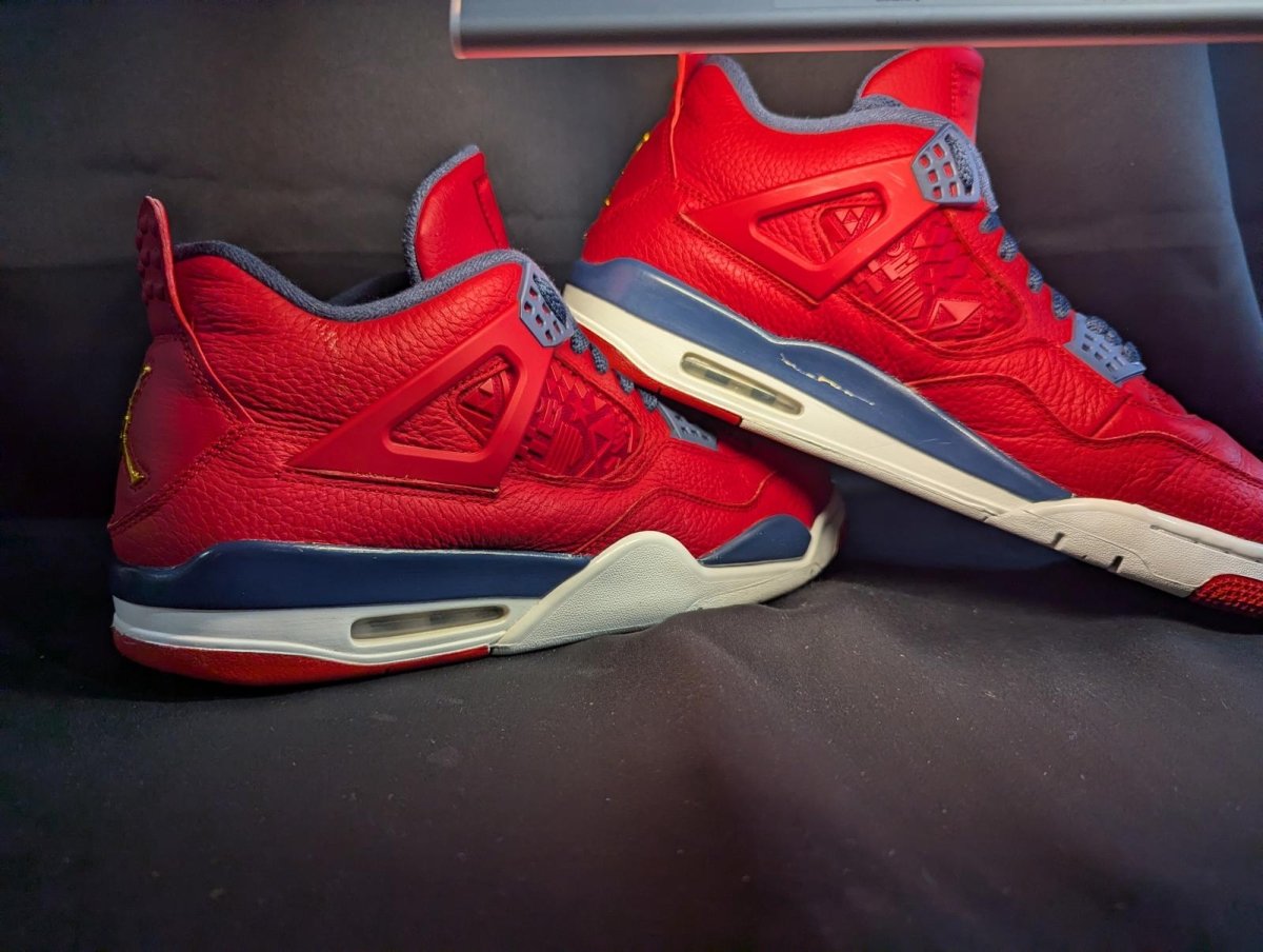 Jordan 4 Retro SE "FIBA" Red Blue Size 13 Used VGC CI1184 - 617 minor Sole Flaw - Sole & Drip