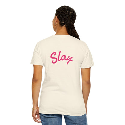 Baddie 67 T-Shirt — Pink Script "Baddie" Front & "Slay" Back - Sole & Drip