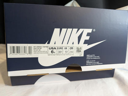 NEW Air Jordan 1 Retro High OG GS 6Y Midnight Navy White Black FD1437-401