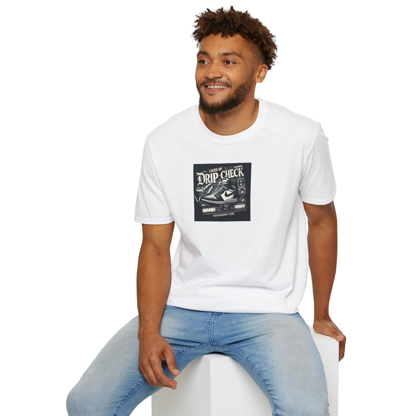 Drip Check Sneaker Tee — Vintage Shoe Care Graphic T-Shirt