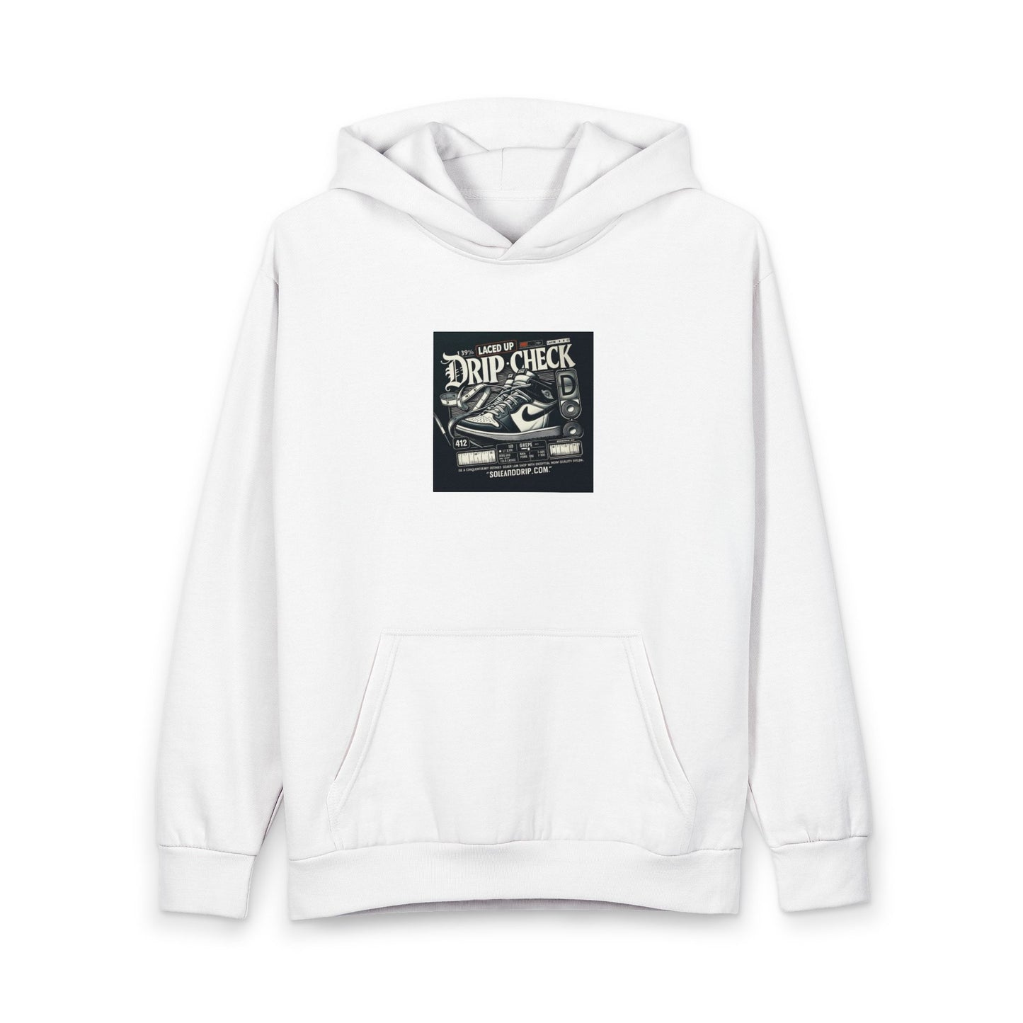 Drip Check Sneaker Graphic Hoodie — Retro Streetwear Pullover