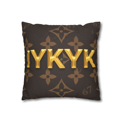 6 7 Gold Hand Gesture IYKYK Decorative Pillow — Luxe Monogram Faux Suede Throw Pillowcase - Sole and Drip