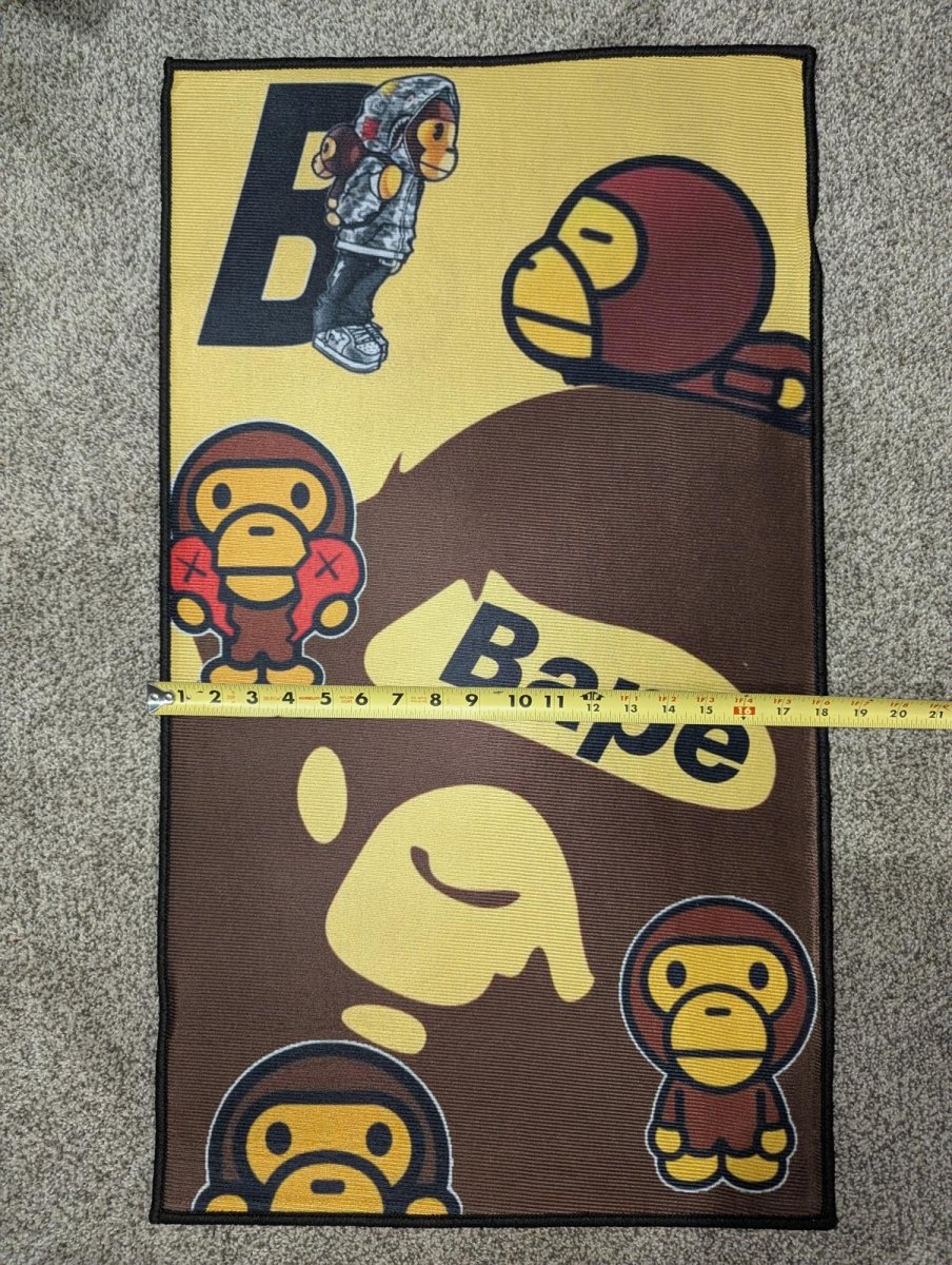 NEW Hypebeast BAPE Baby Milo Multi - Graphic Rug 34x20" Runner Mat Yellow/Brown - Sole & Drip