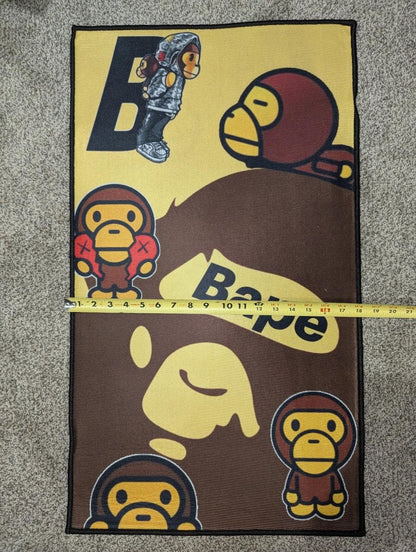 NEW Hypebeast BAPE Baby Milo Multi - Graphic Rug 34x20" Runner Mat Yellow/Brown - Sole & Drip