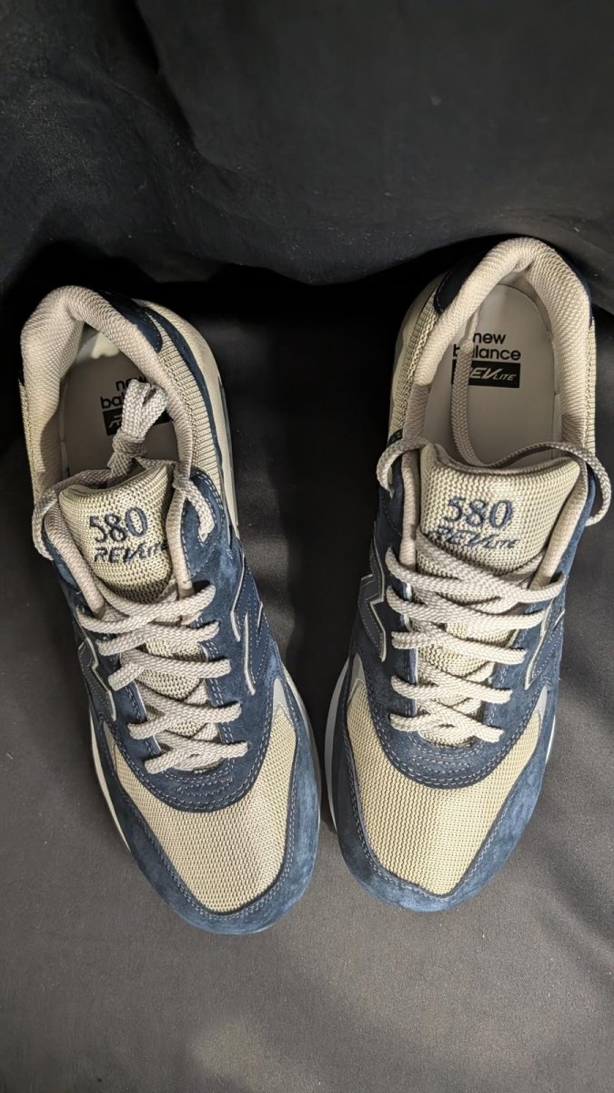 NEW NIB New Balance 580 Retro "Navy" REVlite Size 13 MRT580NV Blue Suede Rare - Sole & Drip