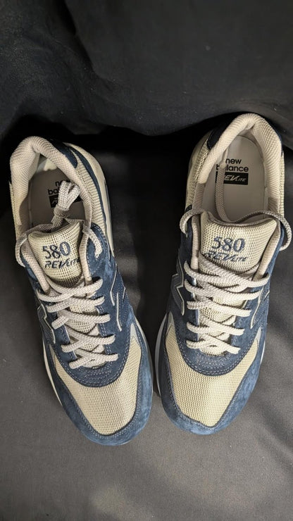 NEW NIB New Balance 580 Retro "Navy" REVlite Size 13 MRT580NV Blue Suede Rare - Sole & Drip