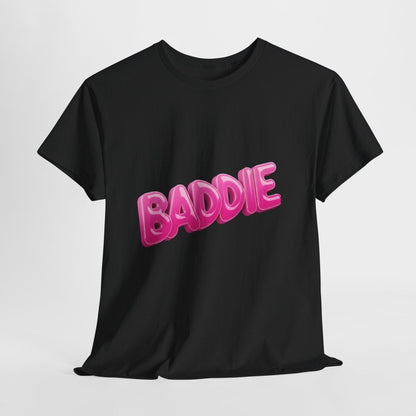 Baddie Pink Bubble Text Tee - Trendy Graphic T-Shirt - Sole & Drip