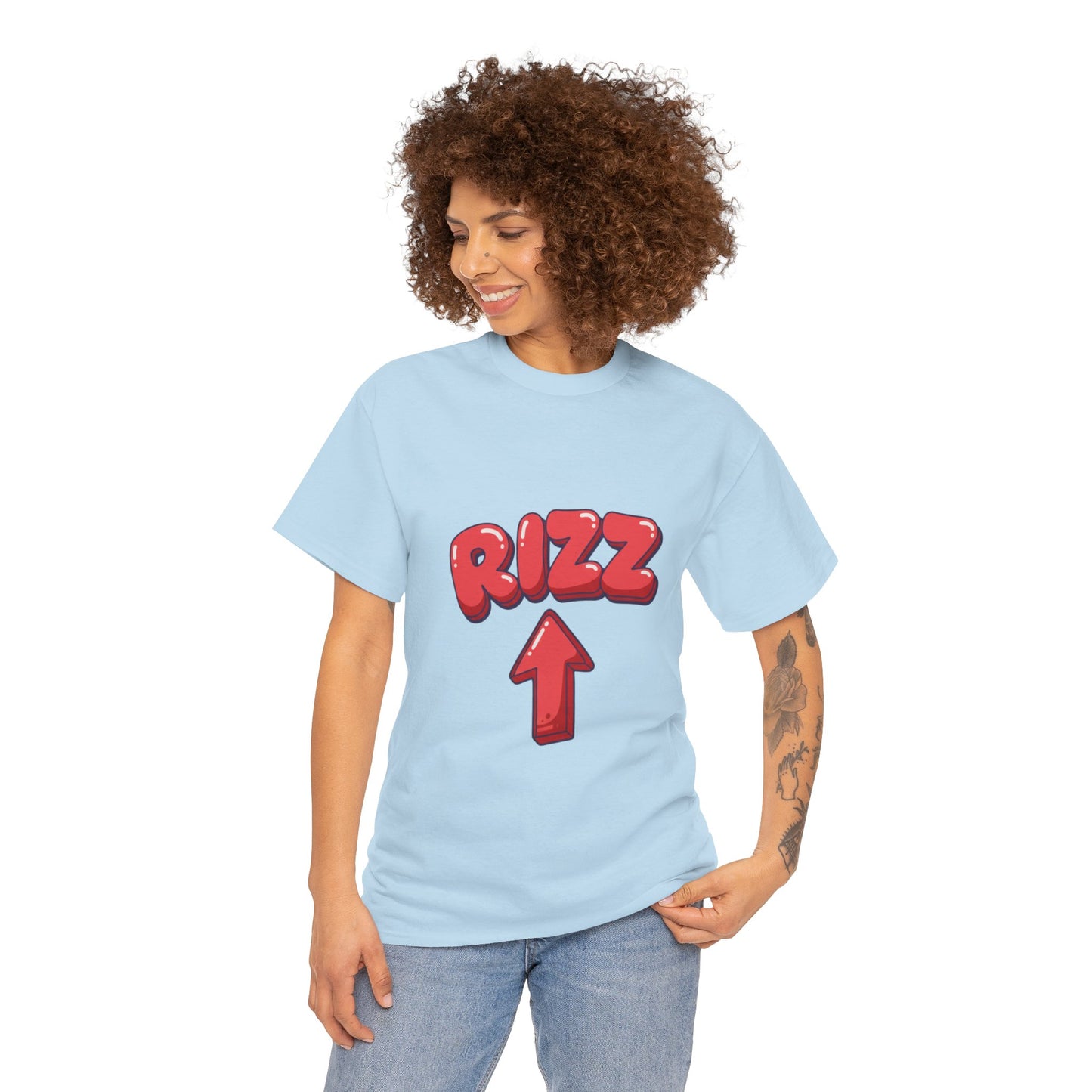 Adult Tee — Playful "RIZZ" Arrow Graphic Shirt