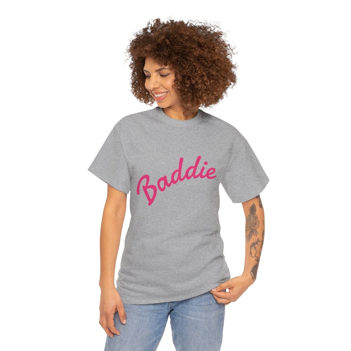 Baddie Script Tee — Pink Retro Graphic T‑Shirt - Sole & Drip
