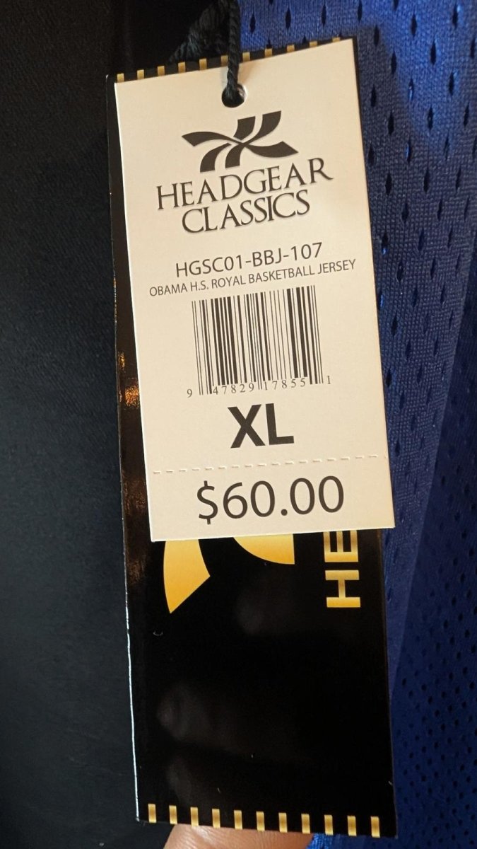 NWT Headgear Classics Barack Obama 23 Punahou High School Jersey Blue XL - Sole & Drip