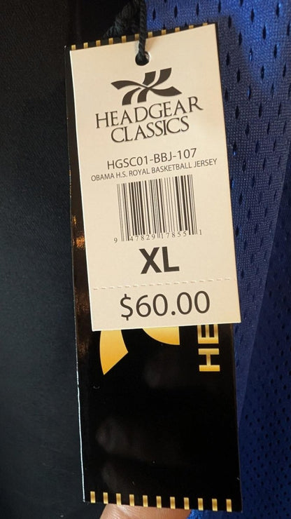 NWT Headgear Classics Barack Obama 23 Punahou High School Jersey Blue XL - Sole & Drip