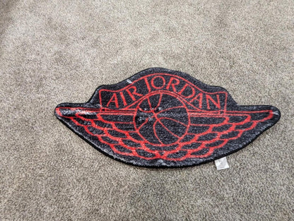 NEW Air Jordan 1 Wings Logo Rug Die - Cut 28" Wide Black Red Sneakerhead Mat - Sole & Drip