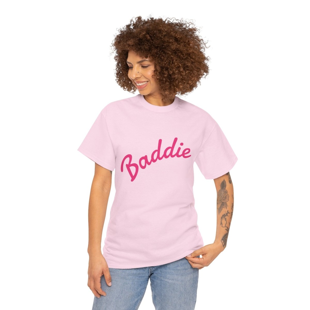 Baddie Script Tee — Pink Retro Graphic T‑Shirt - Sole & Drip