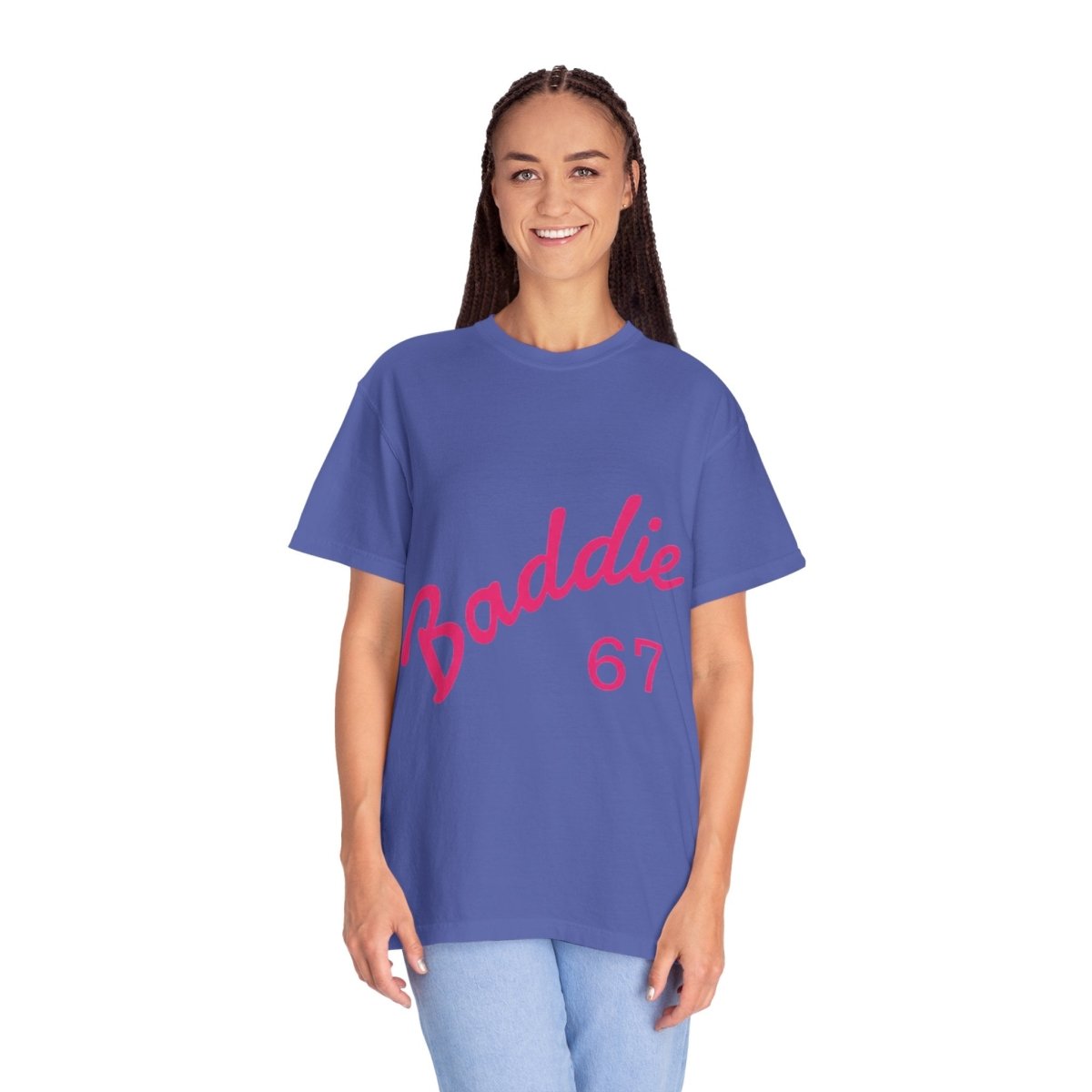 Baddie 67 T-Shirt — Pink Script "Baddie" Front & "Slay" Back - Sole & Drip