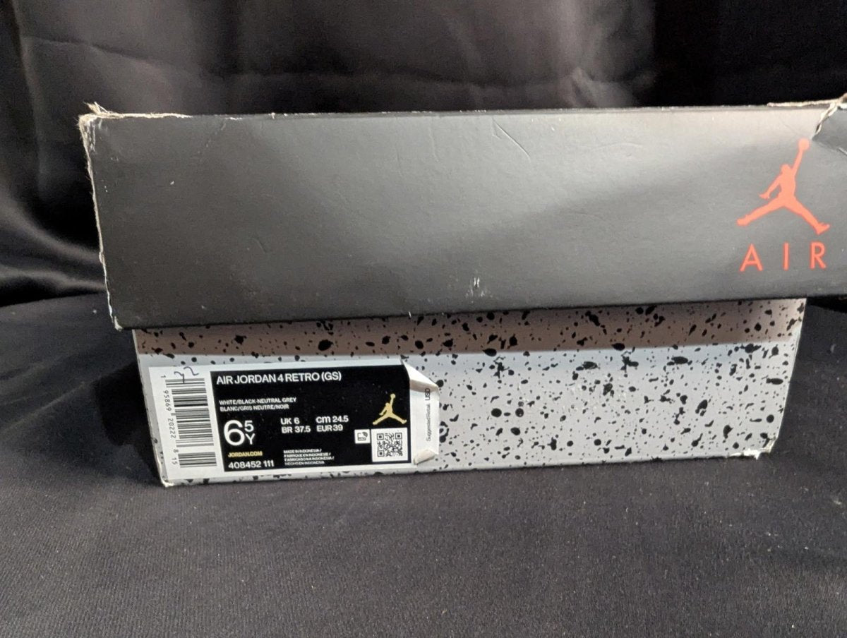 Jordan 4 Retro GS "White Oreo" Size 6.5Y Used VGC w/ Box CT8527 - 100 Speckle - Sole & Drip