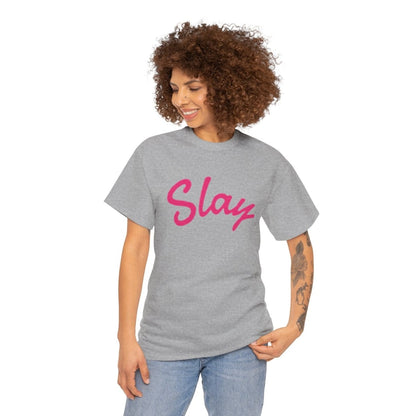 Slay Script T‑Shirt — Pink Script Graphic Tee for Trendy Women & Girls - Sole & Drip