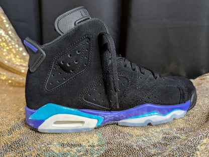 Jordan 6 Retro "Aqua" GS Size 6.5Y Excellent Cond Black Concord CT8529 - 004 - Sole & Drip