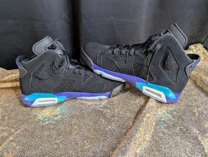 Jordan 6 Retro "Aqua" GS Size 6.5Y Excellent Cond Black Concord CT8529 - 004 - Sole & Drip