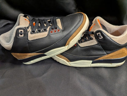 Jordan 3 Retro "Desert Elephant" Black Rush Orange US 8 Used Good CT8532 - 008 - Sole & Drip