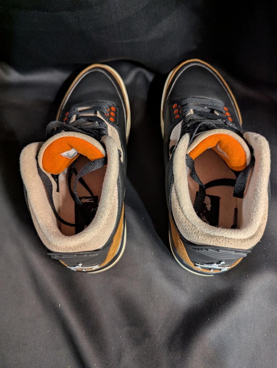 Jordan 3 Retro "Desert Elephant" Black Rush Orange US 8 Used Good CT8532 - 008 - Sole & Drip