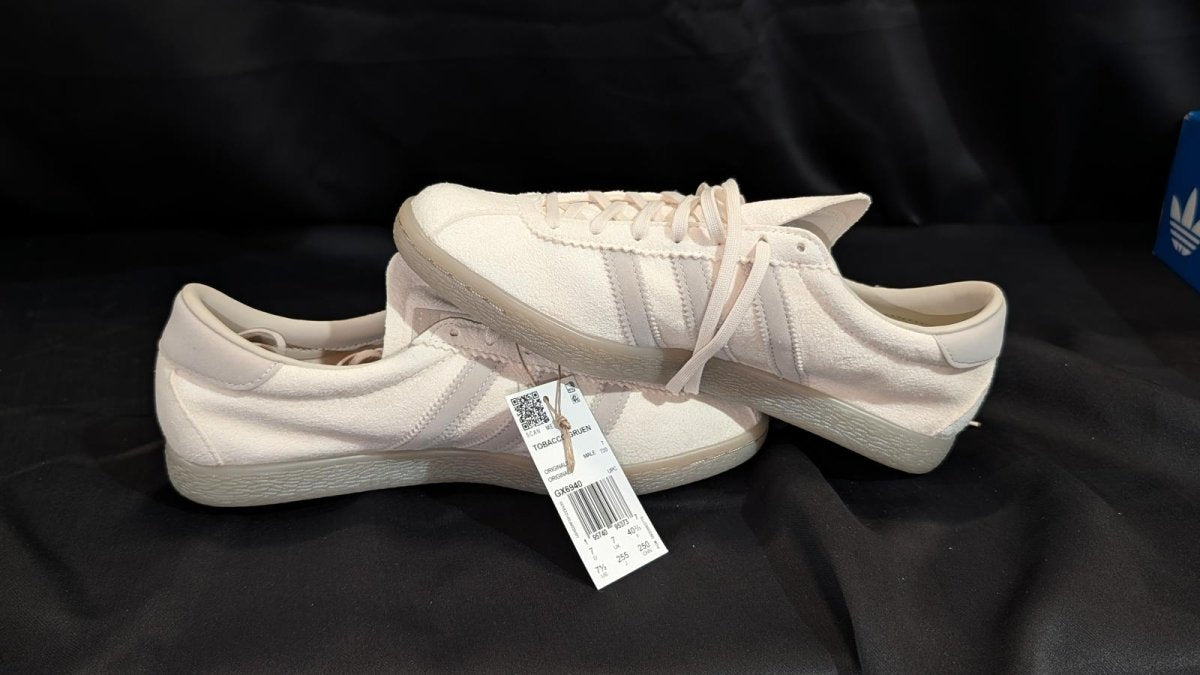 NEW NIB Adidas Tobacco Gruen "Cream Bliss" Size 7.5 GX6940 Suede Low Profile - Sole & Drip