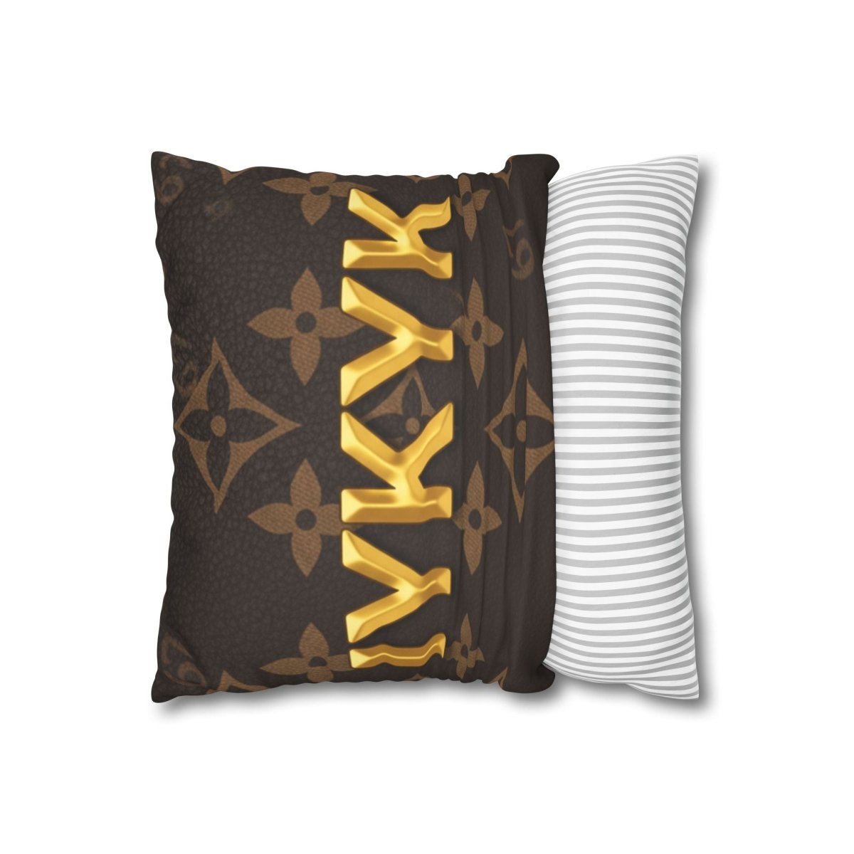 6 7 Gold Hand Gesture IYKYK Decorative Pillow — Luxe Monogram Faux Suede Throw Pillowcase - Sole and Drip