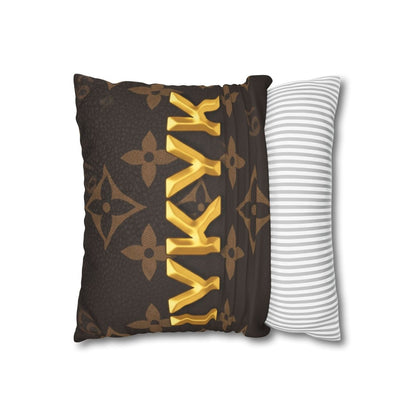 6 7 Gold Hand Gesture IYKYK Decorative Pillow — Luxe Monogram Faux Suede Throw Pillowcase - Sole and Drip