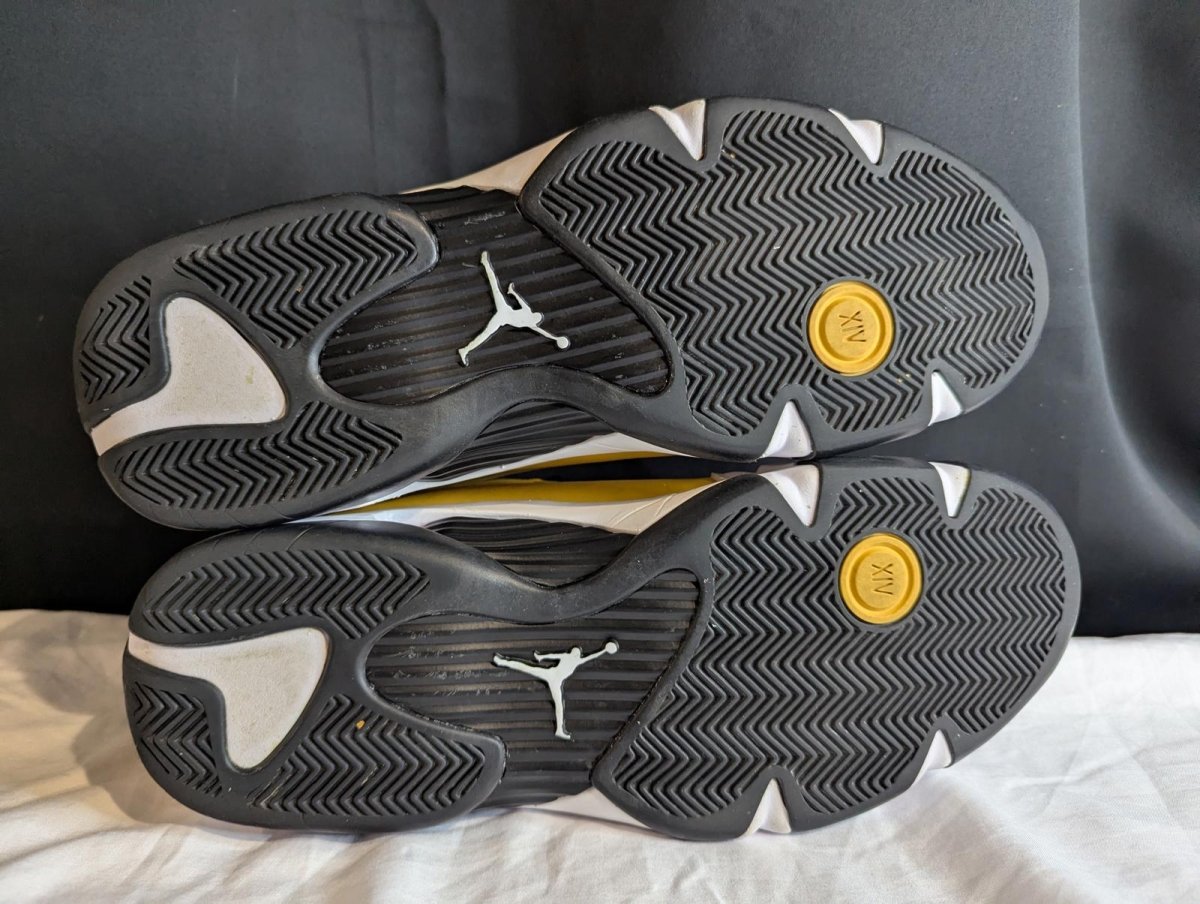 Jordan 14 Retro "Light Ginger" Size 13 Used VGC w/ Box 487471 - 701 Yellow/White - Sole & Drip