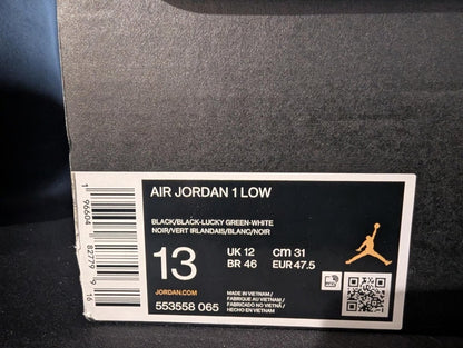 Jordan 1 Low "Lucky Green" Black Green Size 13 Like New VGC w/ Box 553558 - 065 - Sole & Drip