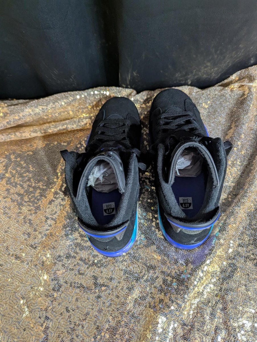 Jordan 6 Retro "Aqua" GS Size 6.5Y Excellent Cond Black Concord CT8529 - 004 - Sole & Drip