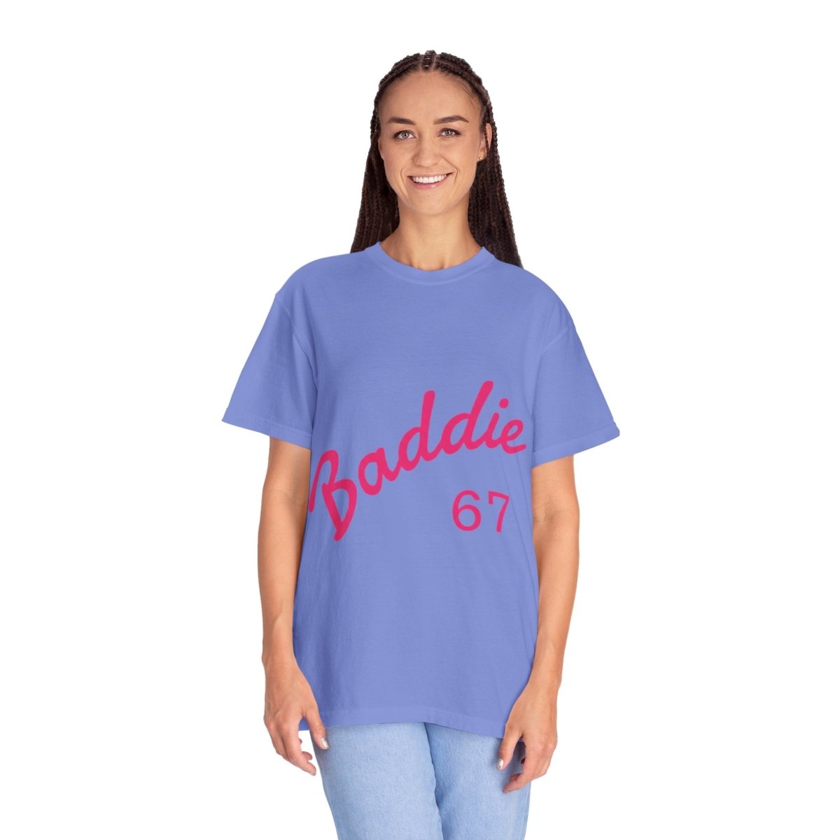 Baddie 67 T-Shirt — Pink Script "Baddie" Front & "Slay" Back - Sole & Drip