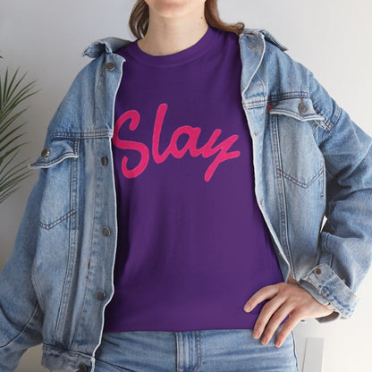 Slay Script T‑Shirt — Pink Script Graphic Tee for Trendy Women & Girls - Sole & Drip