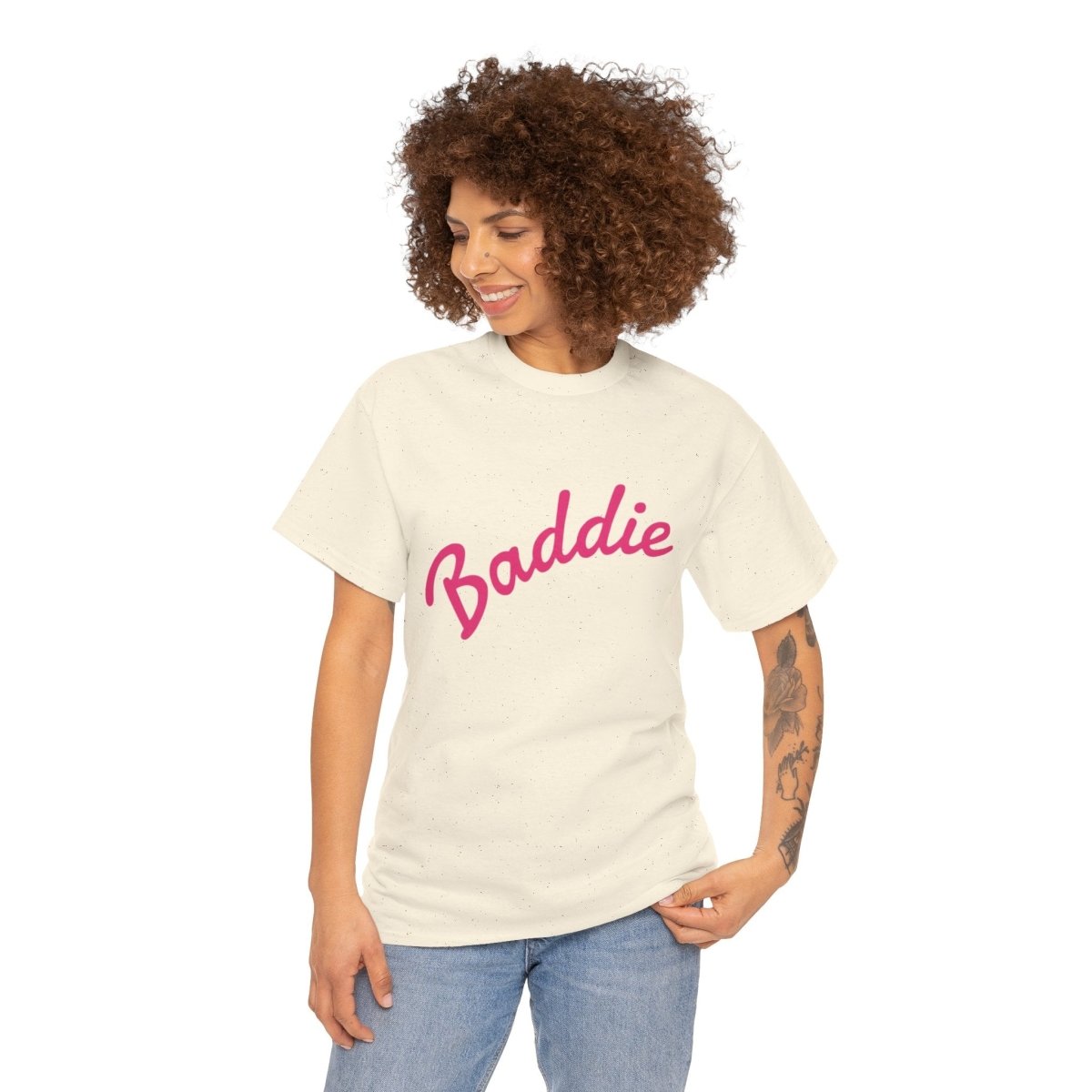 Baddie Script Tee — Pink Retro Graphic T‑Shirt - Sole & Drip