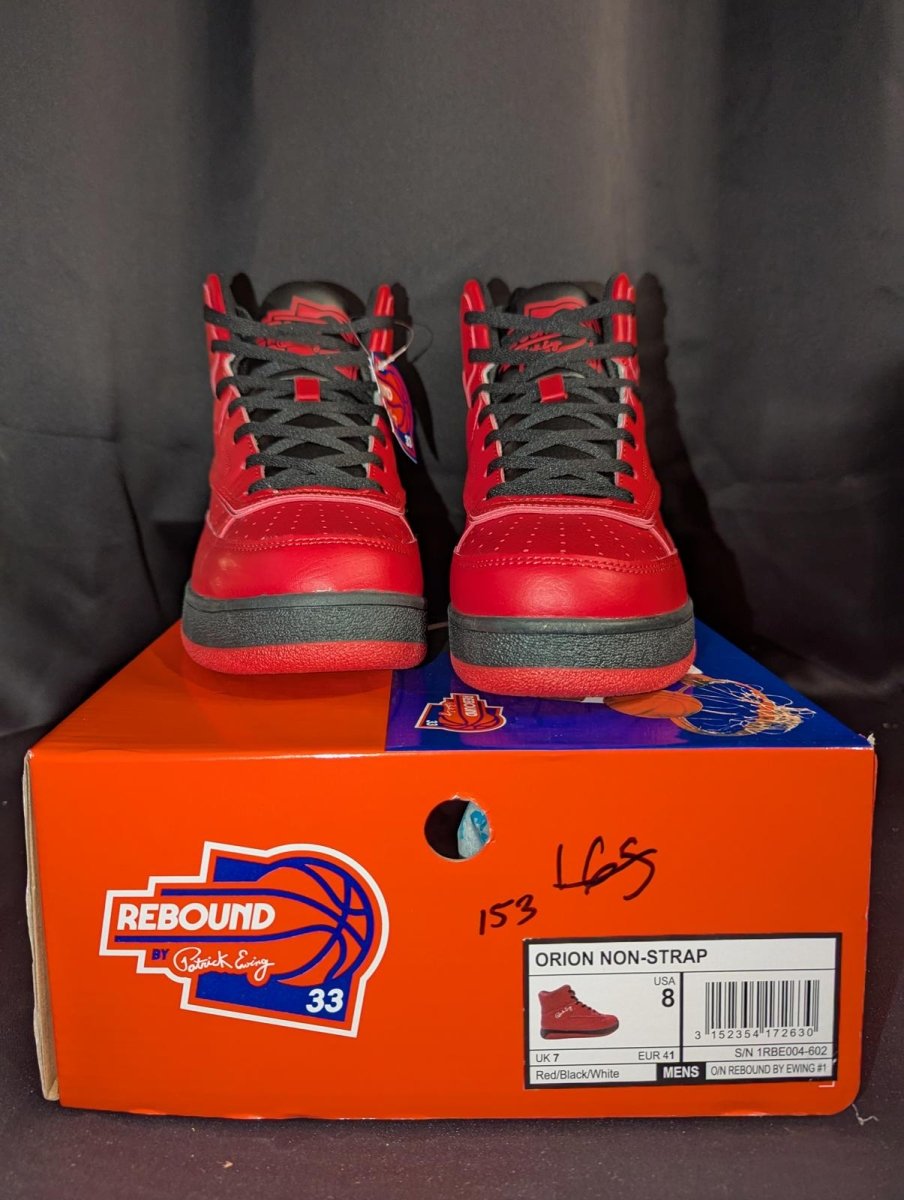 NEW NIB Patrick Ewing REBOUND ORION NON - STRAP Red Black White Men's 8 - Sole & Drip