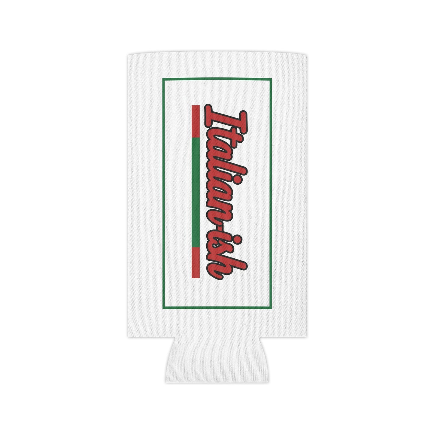 Italian-ish Can Cooler – Retro Script with Italy Flag Accent