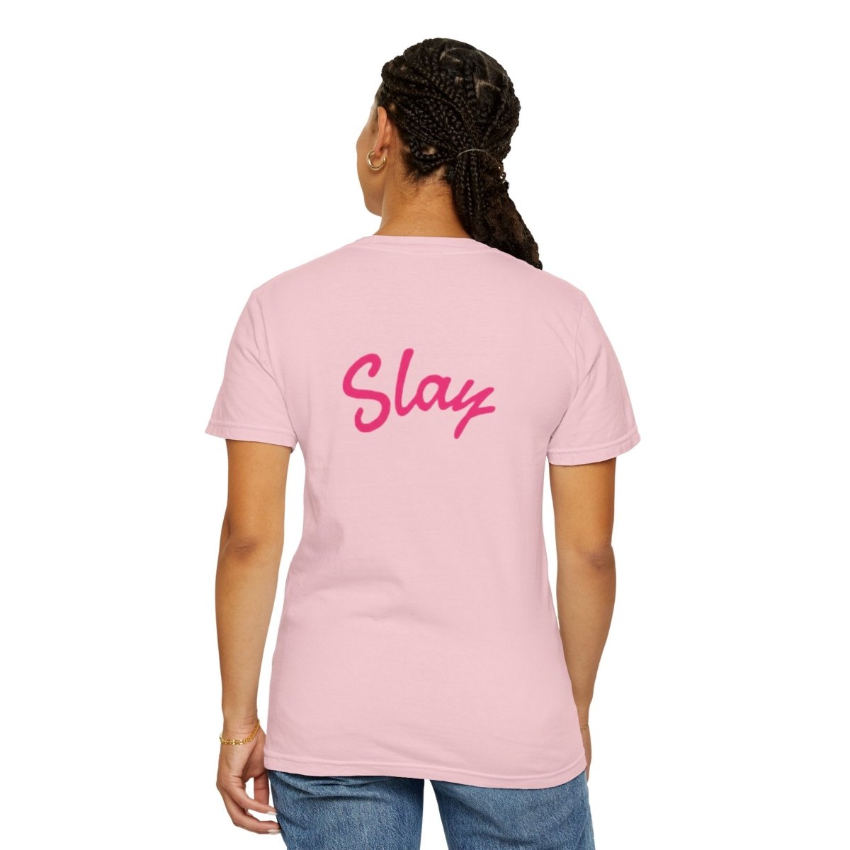 Baddie 67 T-Shirt — Pink Script "Baddie" Front & "Slay" Back - Sole & Drip