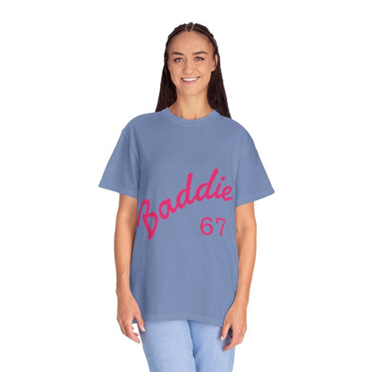 Baddie 67 T-Shirt — Pink Script "Baddie" Front & "Slay" Back - Sole & Drip