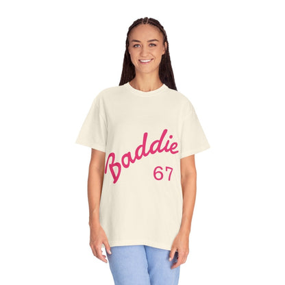 Baddie 67 T-Shirt — Pink Script "Baddie" Front & "Slay" Back - Sole & Drip