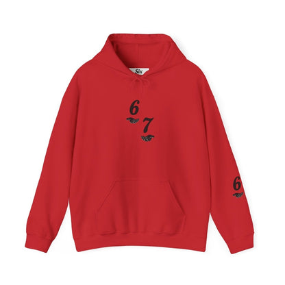 Hooded Sweatshirt - 6 7 w/hands on Front , Six Seven on back and 6 7 w hands on Left side - Sole & Drip