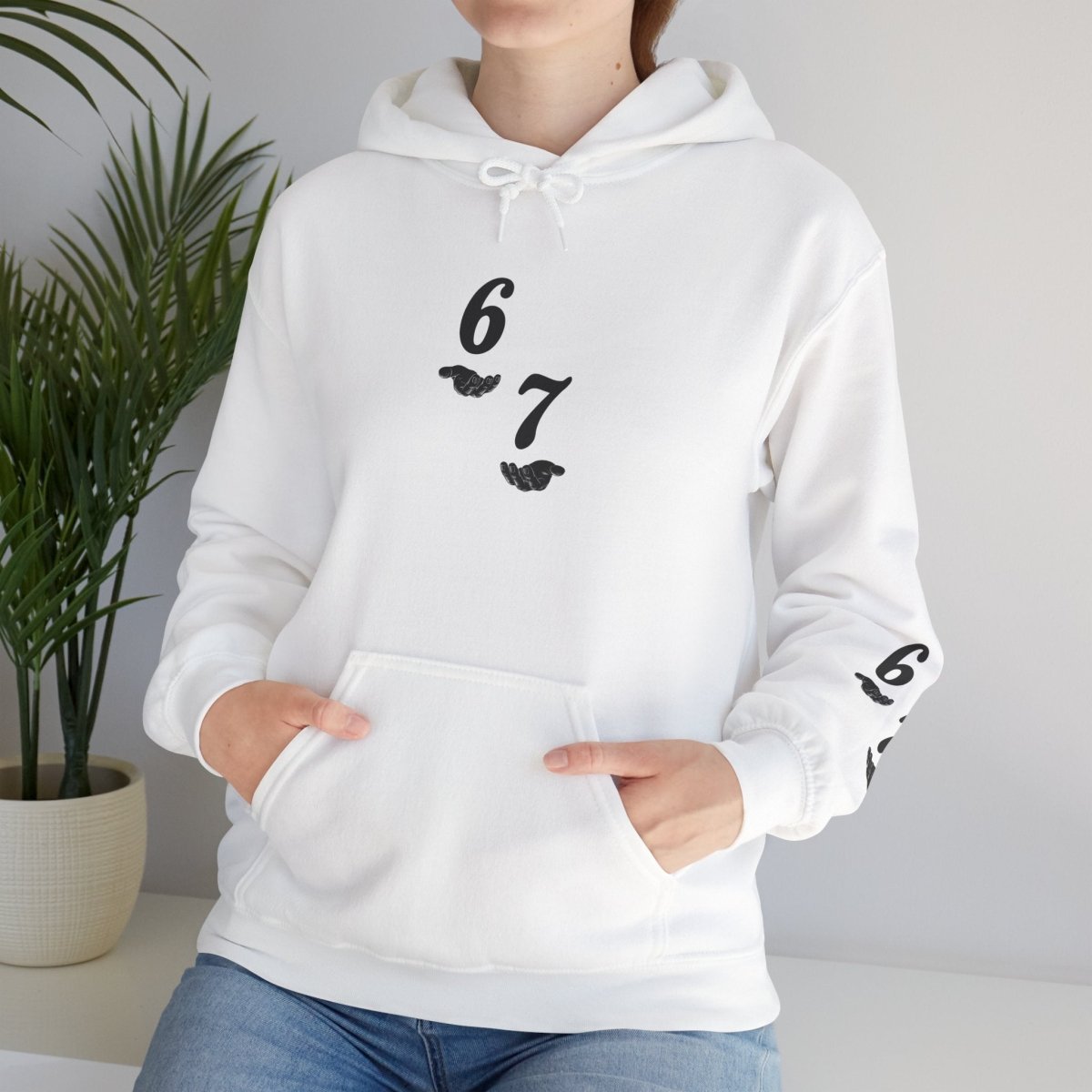 Hooded Sweatshirt - 6 7 w/hands on Front , Six Seven on back and 6 7 w hands on Left side - Sole & Drip