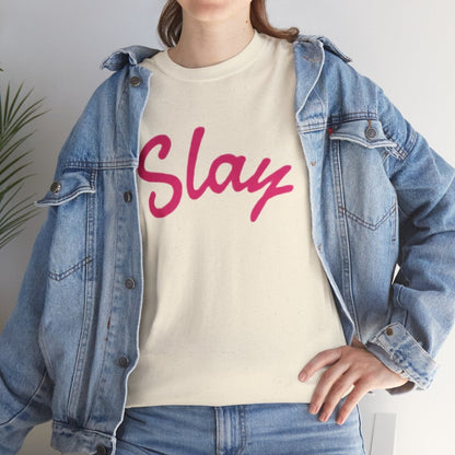 Slay Script T‑Shirt — Pink Script Graphic Tee for Trendy Women & Girls - Sole & Drip