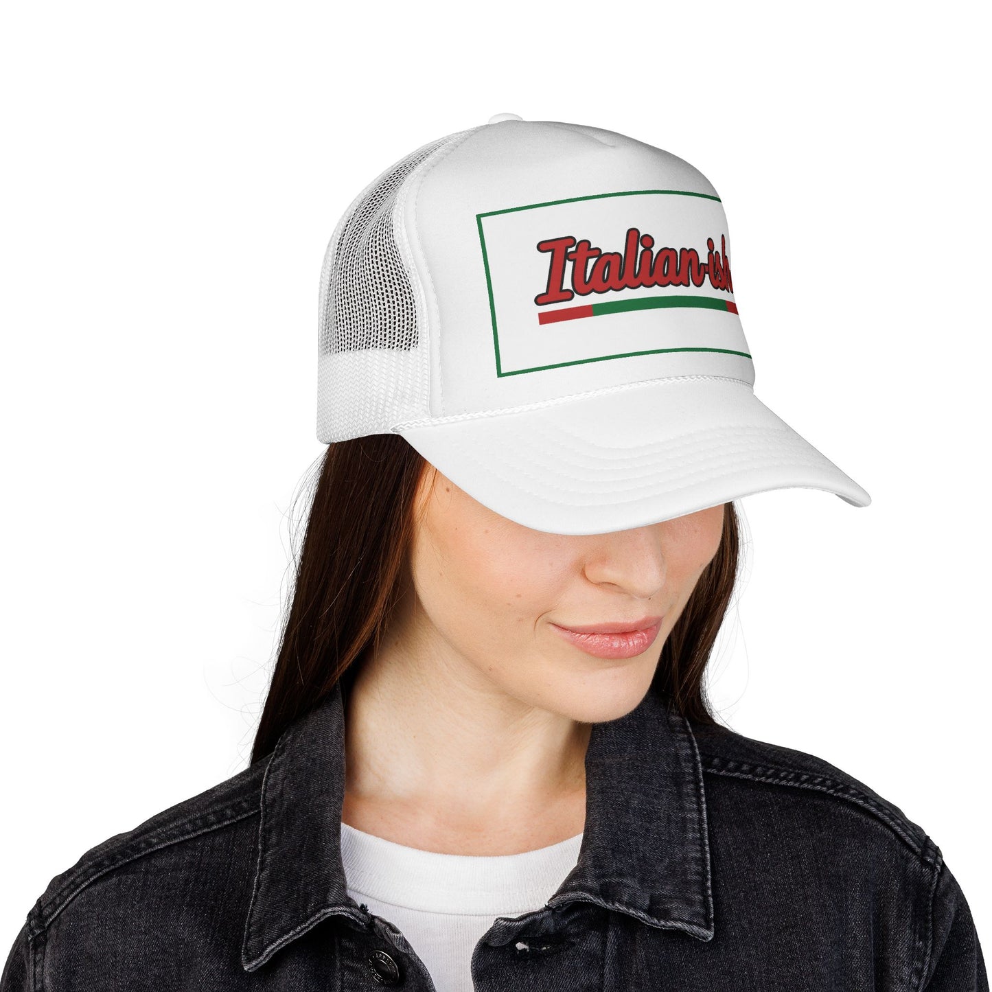 Italian-ish Trucker Cap — Red Retro Italy Flag Patch Hat