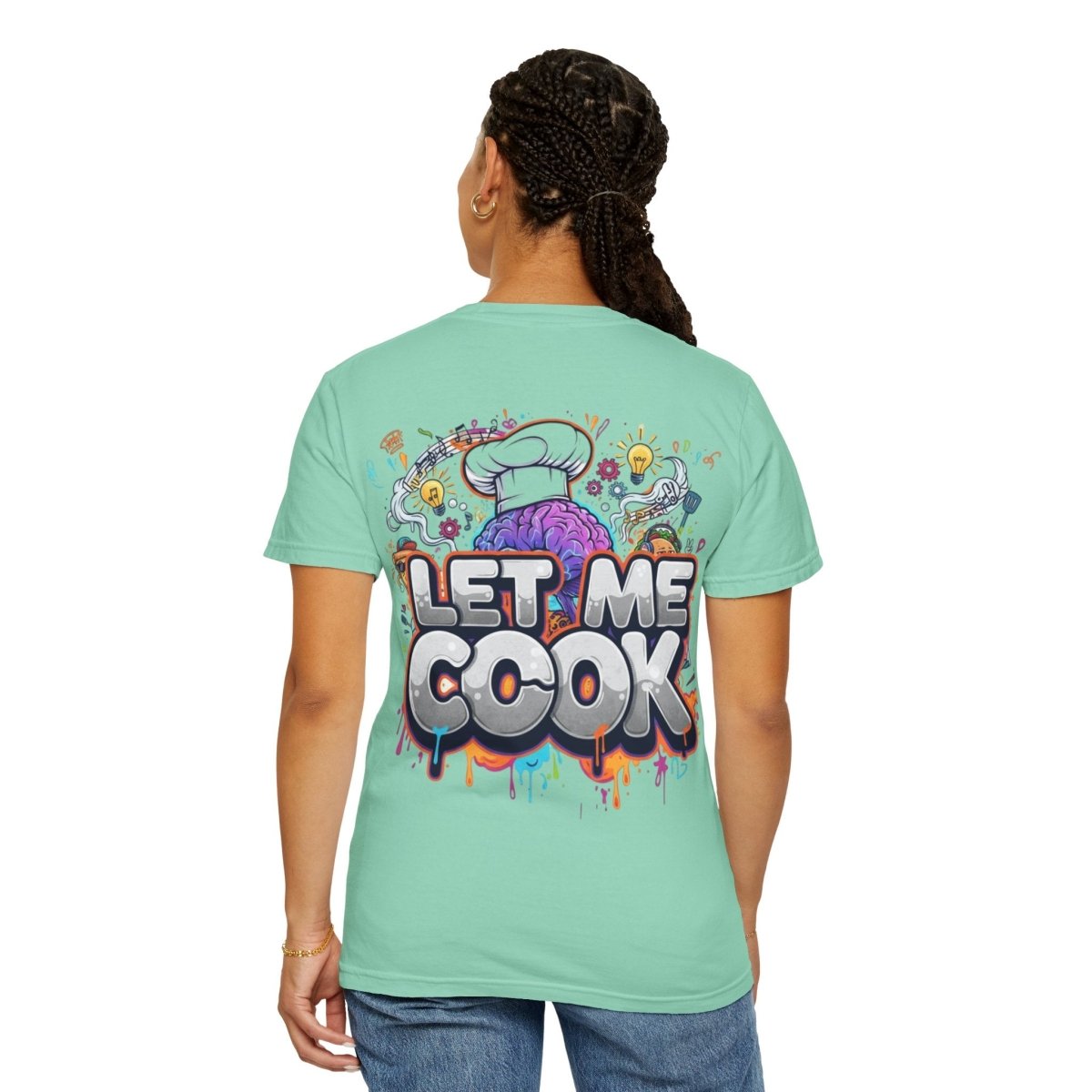 "Let Me Cook" T-Shirt — Colorful Chef Brain Illustration - Sole & Drip