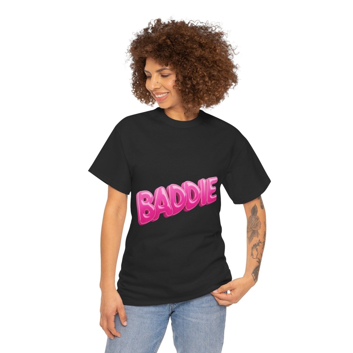 Baddie Pink Bubble Text Tee - Trendy Graphic T-Shirt - Sole & Drip