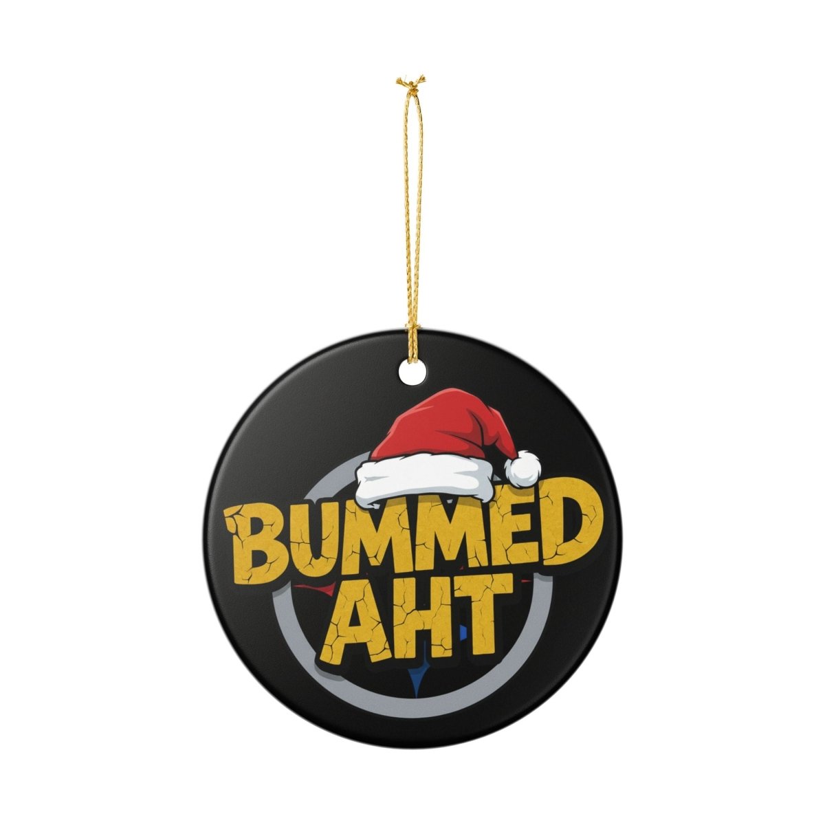Bummed Aht Ceramic Ornament — Funny Holiday Santa Hat Christmas Decoration - Sole & Drip