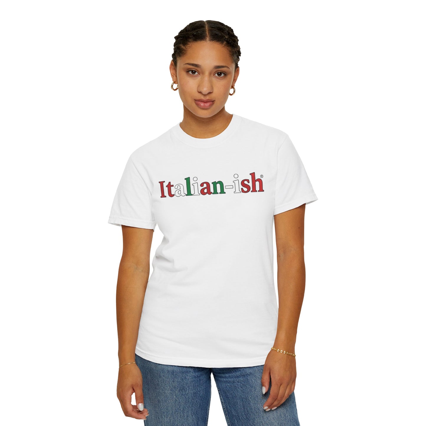 Italian-ish Graphic T-Shirt – Funny Italy Flag Text Tee