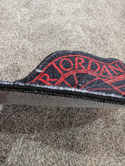 NEW Air Jordan 1 Wings Logo Rug Die - Cut 28" Wide Black Red Sneakerhead Mat - Sole & Drip